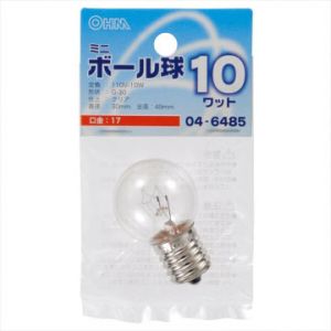 オーム電機 OHM オーム電機 ミニボール球 G30型 E17/10W クリア LB-G3710-C 04-6485