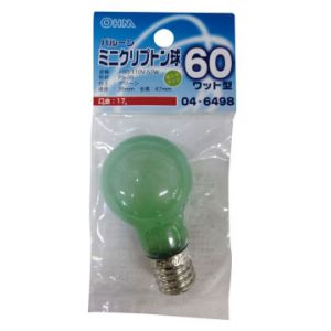 オーム電機 OHM オーム電機 ミニクリプトン球 60形相当 PS-35 バルーン E17 グリーン LB-PS3760K-BG 04-6498