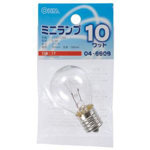 オーム電機 OHM オーム電機 ミニランプ S35型 E17/10W クリア LB-S3710-C 04-6608