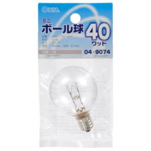 オーム電機 OHM オーム電機 ミニボール球 E12/40W クリア LB-G4240-C 04-9074
