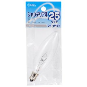 オーム電機 OHM オーム電機 シャンデリア球 25W E12 クリア 04-9464 LB-C2225-C