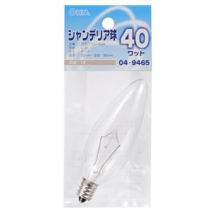 オーム電機 OHM オーム電機 シャンデリア球 40W E12 クリア 04-9465 LB-C2240-C