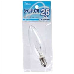 オーム電機 OHM オーム電機 シャンデリア球 25W E14 クリア 04-9670 LB-C2425-C