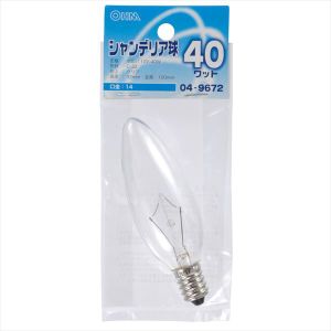 オーム電機 OHM オーム電機 シャンデリア球 40W E14 クリア 04-9672 LB-C2440-C
