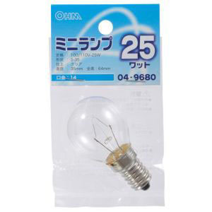 オーム電機 OHM オーム電機 ミニランプ S35型 E14/25W クリア LB-S3425-C 04-9680