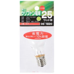 オーム電機 OHM オーム電機 ミニクリプトン球 25形相当 PS-35 E17 ホワイト 省エネタイプ LB-PS3725KJ-W 06-1820