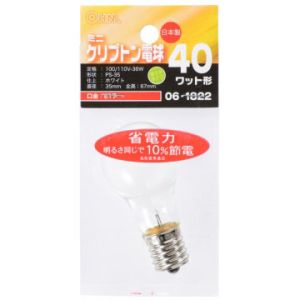 オーム電機 OHM オーム電機 ミニクリプトン球 40形相当 PS-35 E17 ホワイト 省エネタイプ LB-PS3740KJ-W 06-1822