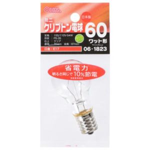 オーム電機 OHM オーム電機 ミニクリプトン球 60形相当 PS-35 E17 クリア 省エネタイプ LB-PS3760KJ-C 06-1823