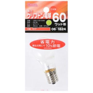 オーム電機 OHM オーム電機 ミニクリプトン球 60形相当 PS-35 E17 ホワイト 省エネタイプ LB-PS3760KJ-W 06-1824