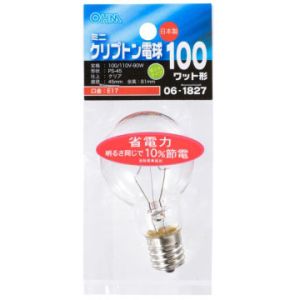 オーム電機 OHM オーム電機 ミニクリプトン球 100形相当 PS-45 E17 クリア 省エネタイプ LB-PS4700KJ-C 06-1827