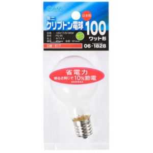 オーム電機 OHM オーム電機 ミニクリプトン球 100形相当 PS-45 E17 ホワイト 省エネタイプ LB-PS4700KJ-W 06-1828