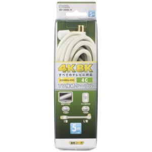 オーム電機 OHM オーム電機 TV接続ケーブル 4K8K 4C I-L型 5m 06-1982 ANT-C5S4SL-W