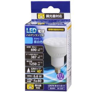 オーム電機 OHM オーム電機 LDR7N-W-E11/D 11 LED電球 ハロゲンランプ形 広角タイプ E11 昼白色 06-3287