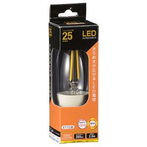 オーム電機 OHM オーム電機 LED電球 フィラメント シャンデリア形 E17 25形相当 06-3465 LDC2L-E17 C6