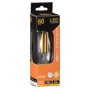 オーム電機 OHM オーム電機 LDC6L C6 LED電球 フィラメント シャンデリア形 E26 60形相当