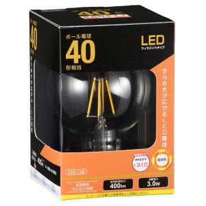 オーム電機 OHM オーム電機 LDG3L C6 LEDフィラメントタイプボール球 E26 40形相当 06-3477