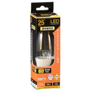 オーム電機 OHM オーム電機 LDC2L-E17/D C6 LED電球 フィラメント シャンデリア形 E17 25形相当 調光器対応 06-3485