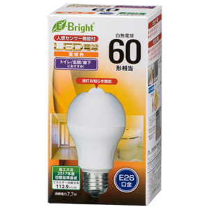 オーム電機 OHM オーム電機 LED電球 E26 60形相当 人感センサー付 電球色 06-3593 LDA8L-H R21