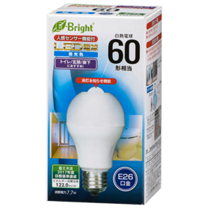 オーム電機 OHM オーム電機 LED電球 E26 60形相当 人感センサー付 昼光色 06-3594 LDA8D-H R21