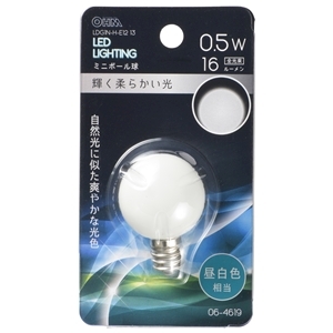 オーム電機 OHM オーム電機 LDG1N-H-E12 13 LEDミニボール球装飾用 G30 E12 0.5W 16lm 昼白色 06-4619