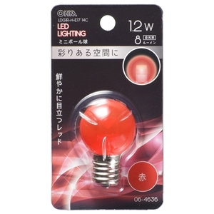 オーム電機 OHM オーム電機 LDG1R-H-E17 14C LEDミニボール球装飾用 G30 E17 1.2W 8lm クリア赤色 06-4636