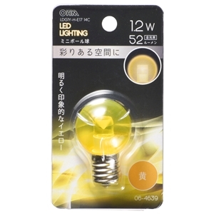 オーム電機 OHM オーム電機 LDG1Y-H-E17 14C LEDミニボール球装飾用 G30 E17 1.2W 52lm クリア黄色 06-4639