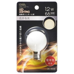 オーム電機 OHM オーム電機 LDG1L-H-E17 15 LEDミニボール球装飾用 G40 E17 1.2W 68lm 電球色 06-4658