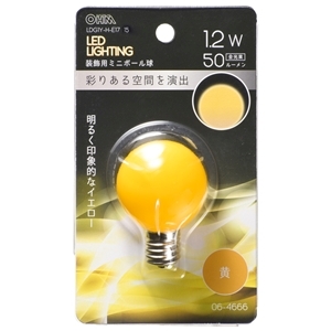 オーム電機 OHM オーム電機 LDG1Y-H-E17 15 LEDミニボール球装飾用 G40 E17 1.2W 50lm 黄色 06-4666