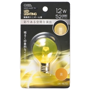 オーム電機 OHM オーム電機 LDG1Y-H-E17 15C LEDミニボール球装飾用 G40 E17 1.2W 52lm クリア黄色 06-4670