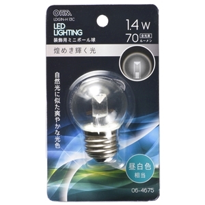 オーム電機 OHM オーム電機 LDG1N-H 13C LEDミニボール球装飾用 G40 E26 1.4W 70lm クリア昼白色 06-4675