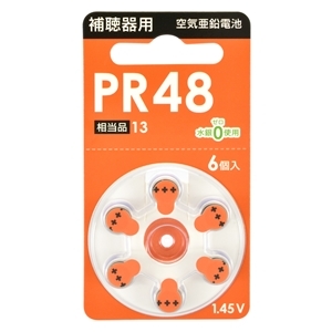 オーム電機 OHM オーム電機 OHM PR48B6P 空気亜鉛電池 補聴器用 PR48