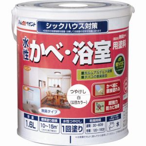 アトムペイント アトムペイント 00001-13421 水性かべ 浴室用塗料 無臭かべ 1.6L 白