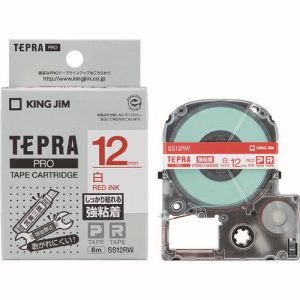 キングジム KING JIM キングジム SS12RW テプラPROテープ 強粘着 白/赤文字