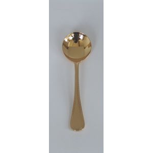 小林工業 小林工業 ラッキーウッド No.38400 18-10 ステンレス フレンチアクセント金仕上 ブイヨンスプーン 150x42
