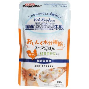 ドギーマンハヤシ DoggyMan ドギーマン わんちゃんの国産低脂肪牛乳 スープごはん ササミと緑黄色野菜入り 80g