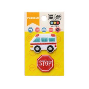 パイオニア パイオニア ワッペン 救急車&道路交通標識 STOP 2枚入 シール アイロン両用タイプ RG380-25070