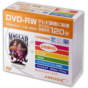 ハイディスク HI DISC DVD-RW 録画用5mm スリムケース 10P HDDRW12NCP10SC