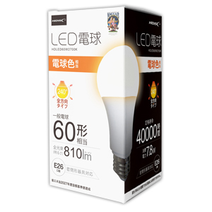 ハイディスク HI DISC ハイディスク HDLED60W2700K 電球色 60形 全光速 810lm 磁気研究所