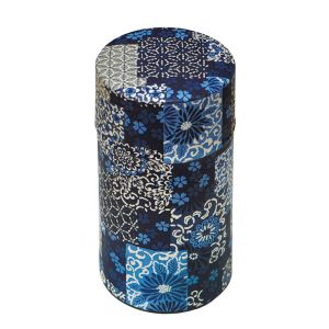 ヤマコー 用美 YAMACO ヤマコー ぽッ かん 藍市松 L 79193 用美 茶缶 茶筒 ブリキ