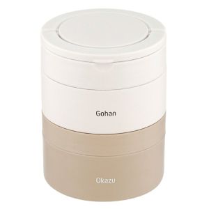 ベストコ BESTOCO ベストコ 弁当箱 2段 700ml ホワイト 保温 丸型 大容量 NQ-211