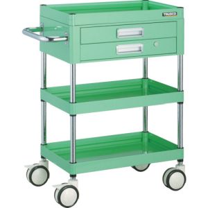 トラスコ中山 TRUSCO ファルコンワゴン 2段引出付 600X400 U双輪 YG色 FAW-963XD-YG メーカー直送 代引不可