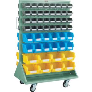 トラスコ TRUSCO トラスコ パネルコンテナラック 両面式車輪付 小X64中X24大X18 緑 T-12224WN-C GN メーカー直送 代引不可