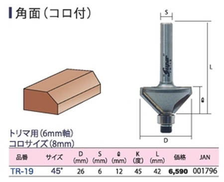  ライト精機 LightSEIKI ライト精機 TR-19 スーパー トリマ  角面 45゜ B付