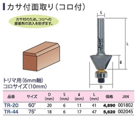  ライト精機 LightSEIKI ライト精機 TR-20 スーパー トリマ  カサ付面取 B付