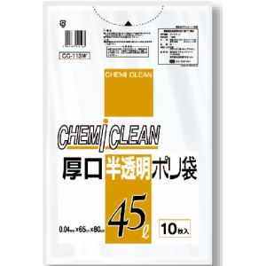 ケミカルジャパン ケミカルジャパン 厚口 半透明 ポリ袋 45L 10枚 CC-113WS