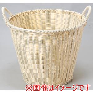 萬洋 MANYO 萬洋 91-121L 樹脂深型バスケット手付ホワイト 大 ステンレス枠付